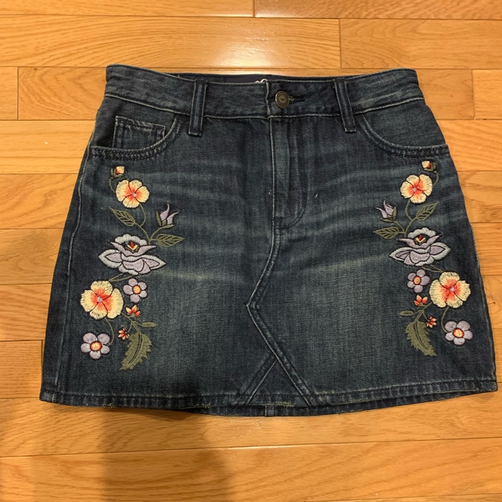 Floral Jean Skirt